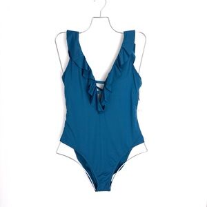 Shade & Shore . Teal Ruffle One-Piece Swimsuit